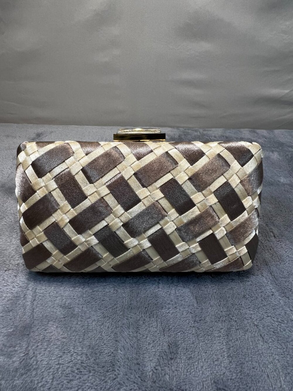 Woven metallic leather clutch Lulu Townsend